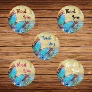 Thank you with Butterfly Vinyl Sticker