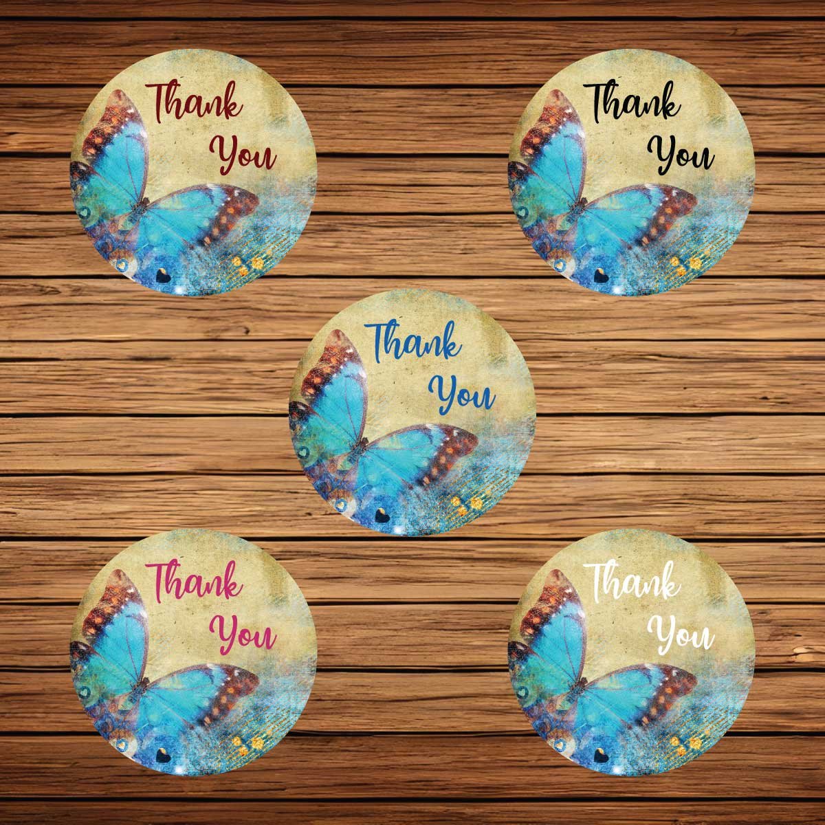 Thank you with Butterfly Vinyl Sticker