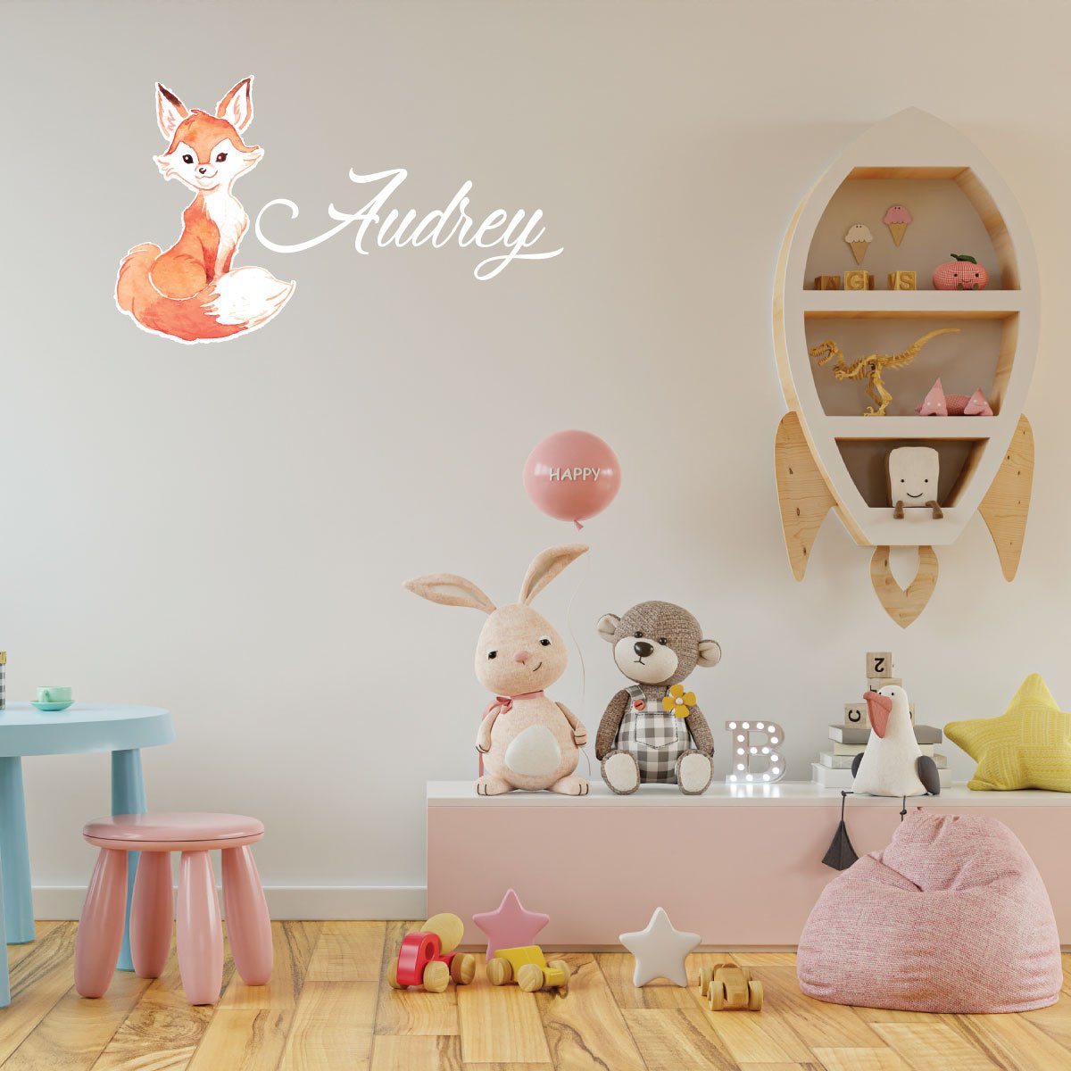 Fox Custom Name Wall Decal Vinyl Sticker - Image 2