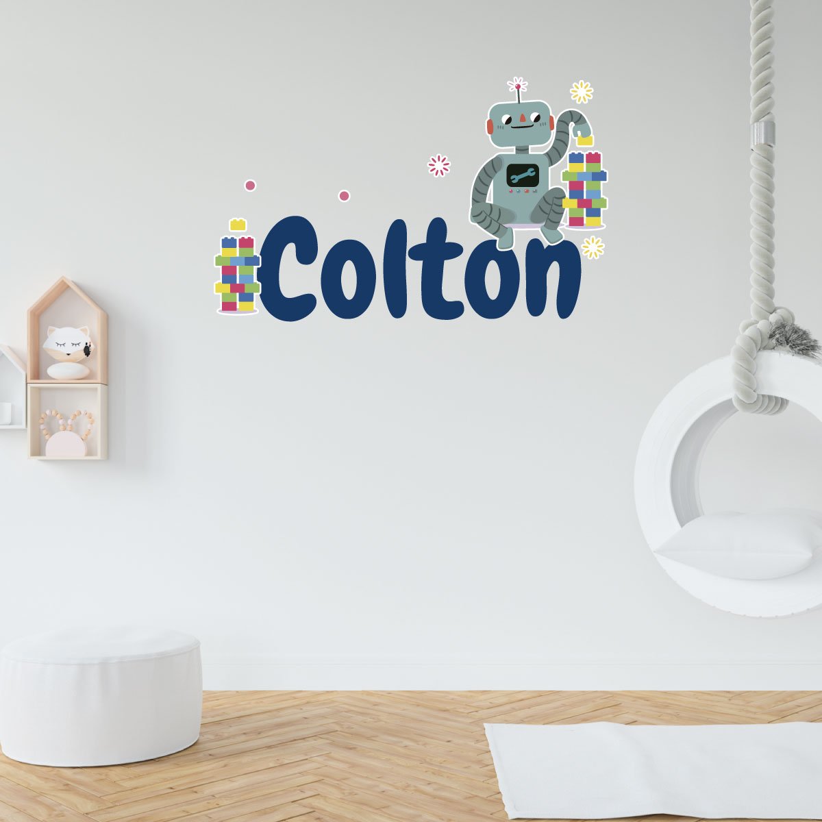 Robot Custom Name Wall Decal Vinyl Sticker - Image 2