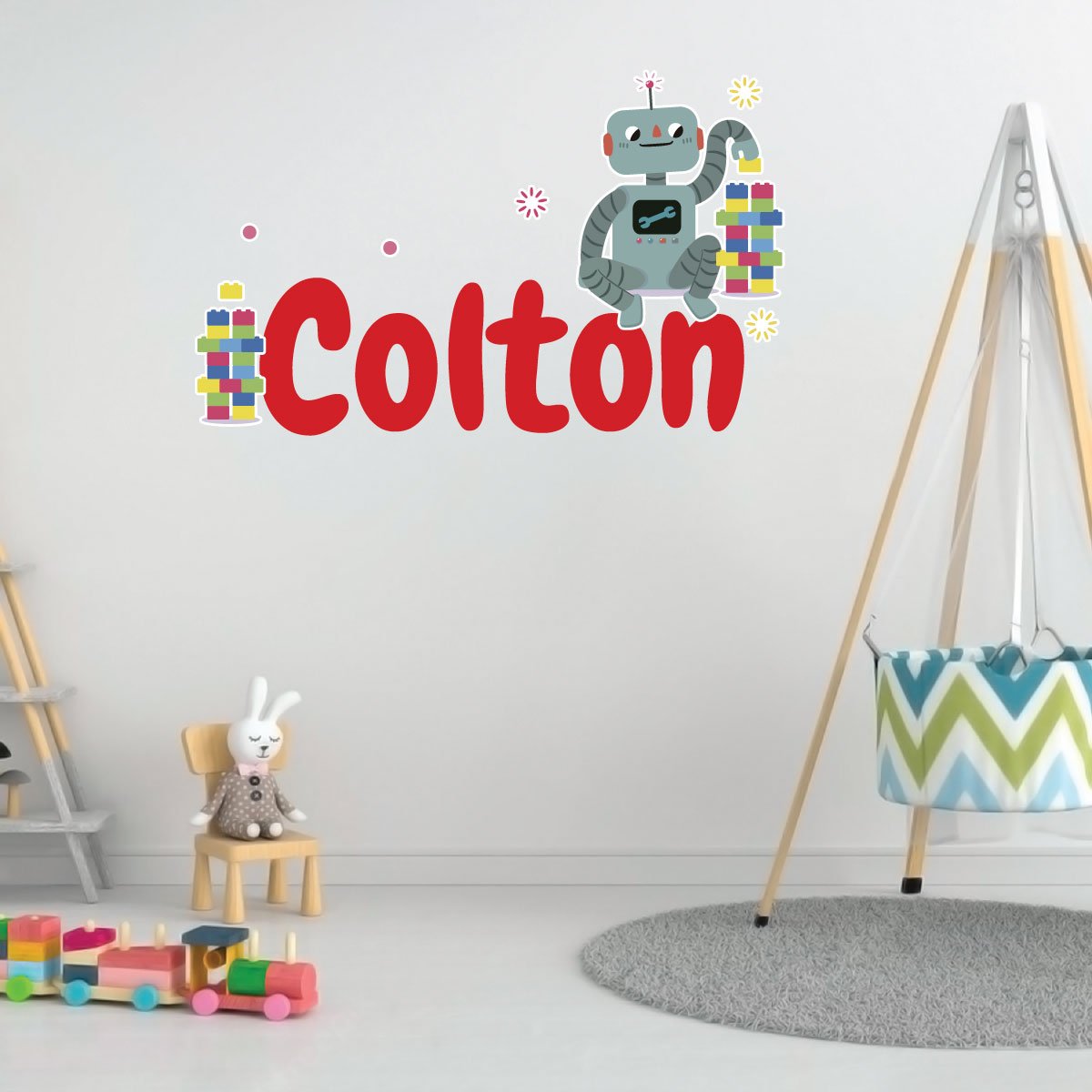 Robot Custom Name Wall Decal Vinyl Sticker