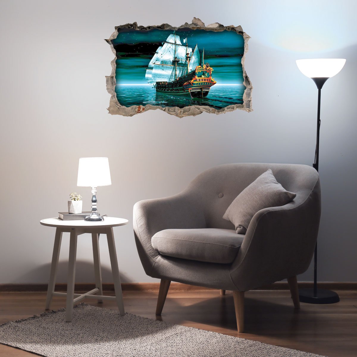 Galleon Ship 3D Art Wall Decal Vinyl Sticker - Image 2