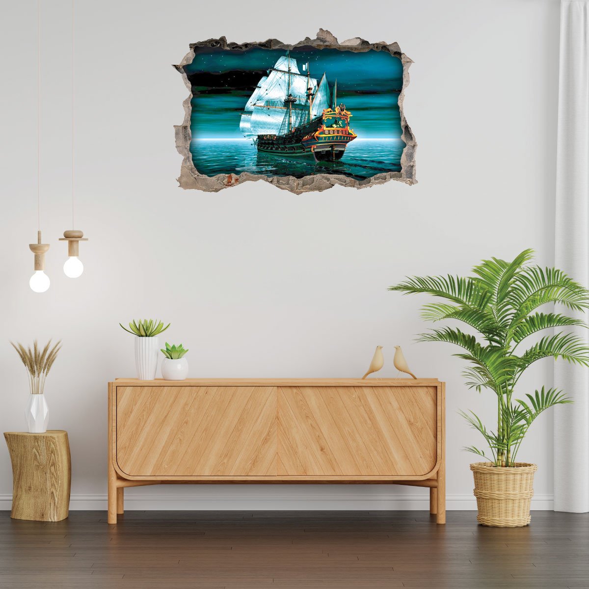 Galleon Ship 3D Art Wall Decal Vinyl Sticker