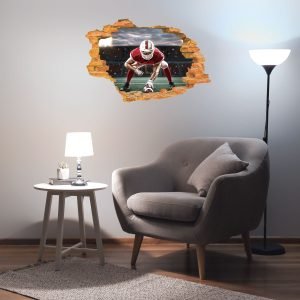 Football Linebacker 3D Art Wall Decal Vinyl Sticker